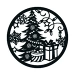 Mandala Natalina MDF Vazada Árvore, Presentes e Flocos de Neve - Imagem 2