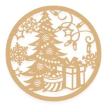 Mandala Natalina MDF Vazada Árvore, Presentes e Flocos de Neve - Imagem 3