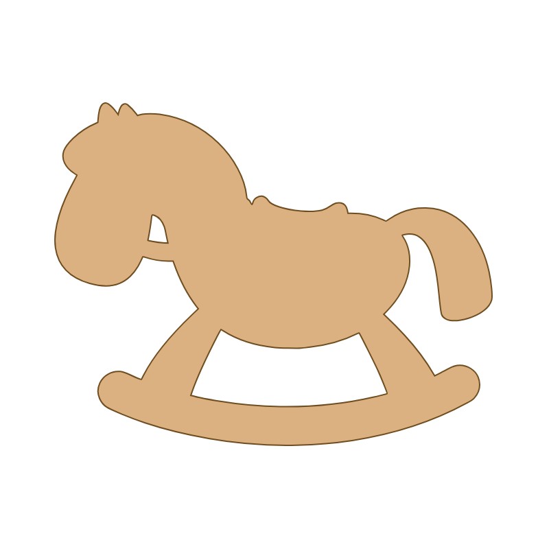 rocking-horse-silhouette-000000-original-bavelle.jpg Aplique MDF e Acrílico Cavalo de Balanço Clássico - Imagem 1